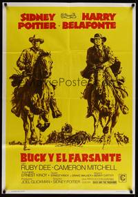 9t245 BUCK & THE PREACHER Spanish '72 Sidney Poitier and Harry Belafonte ride together!