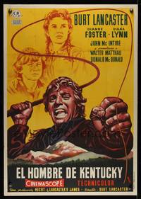 9t282 KENTUCKIAN Spanish '55 cool art of star & director Burt Lancaster with whip by Mac!