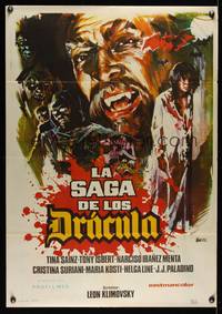 9t287 LA SAGA DE LOS DRACULA Spanish '72 wild bloody horror artwork by Hermida!