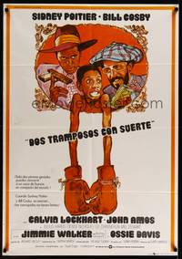 9t289 LET'S DO IT AGAIN Spanish '76 wacky art of Sidney Poitier, Bill Cosby, & Jimmie Walker!