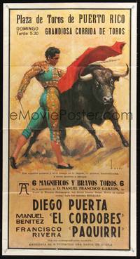 9t004 PLAZA DE TOROS DE PUERTO RICO Spanish bullfight poster '70s wonderful artwork by Tuser!