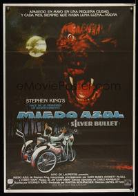 9t319 SILVER BULLET Spanish '85 Stephen King, creepy artwork of werewolf by Mac!