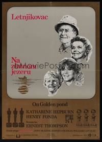 9t013 ON GOLDEN POND Yugoslavian '81 art of Katharine Hepburn & Fondas by C.D. de Mar!