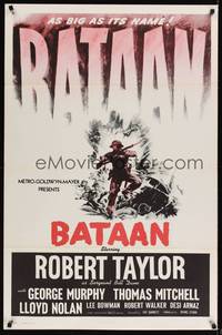 9v032 BATAAN military 1sh R50s Robert Taylor in the story of a World War II patrol of 13 heroes!