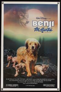 9v033 BENJI THE HUNTED 1sh '87 great close up of Disney Border Terrier & cute cougar cubs!