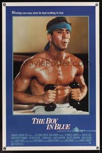 9v041 BOY IN BLUE 1sh '85 close up of barechested Nicolas Cage working out as Ned Hanlan!