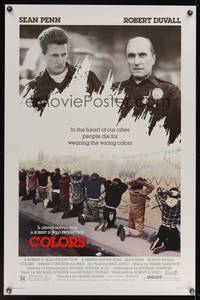 9v065 COLORS 1sh '88 Sean Penn & Robert Duvall as cops, directed by Dennis Hopper!