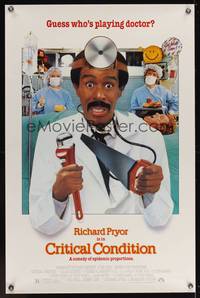 9v075 CRITICAL CONDITION 1sh '86 directed by Michael Apted, wacky doctor Richard Pryor!