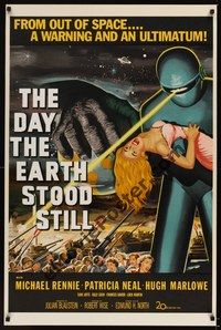 9v003 DAY THE EARTH STOOD STILL S2 recreation 1sh 2001 classic art of Gort holding Patricia Neal!