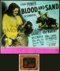 9w084 BLOOD & SAND glass slide '41 art of matador by Ruano-Llopis + Tyrone Power & Rita Hayworth!