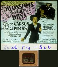 9w085 BLOSSOMS IN THE DUST glass slide '41 art of Greer Garson + close up with Walter Pidgeon!