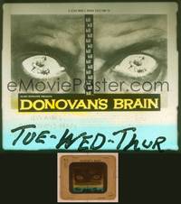 9w089 DONOVAN'S BRAIN glass slide '53 Lew Ayres, Gene Evans, really creepy close up eyes art!