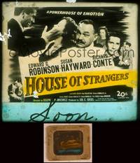 9w097 HOUSE OF STRANGERS glass slide '49 Edward G. Robinson, Richard Conte slapping Susan Hayward!