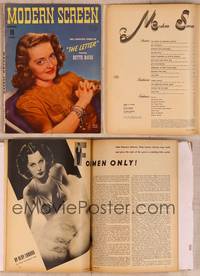 9w041 MODERN SCREEN magazine October 1940, portrait of Bette Davis from The Letter by Hurrell!