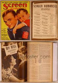 9w065 SCREEN ROMANCES magazine September 1938, art of James Cagney from Boy Meets Girl by Christy!