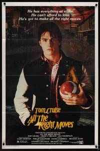 9x023 ALL THE RIGHT MOVES 1sh '83 close up of high school football player Tom Cruise!