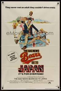 9x038 BAD NEWS BEARS GO TO JAPAN 1sh '78 great wacky art of juvernile baseball players!
