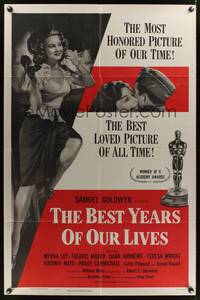 9x051 BEST YEARS OF OUR LIVES style A 1sh R54 directed by William Wyler, sexy Virginia Mayo!