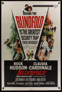 9x059 BLINDFOLD 1sh '66 Rock Hudson, Claudia Cardinale, greatest security trap ever devised!