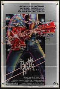9x078 BUDDY HOLLY STORY style B 1sh '78 Gary Busey, great art of electrified guitar, rock 'n' roll