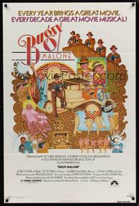 9x079 BUGSY MALONE 1sh '76 Jodie Foster, Scott Baio, cool art of juvenile gangsters by C. Moll!
