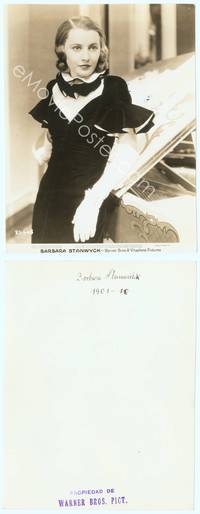 9y033 BARBARA STANWYCK 7.25x9.75 still '30s full-length close up wearing really cool gown!