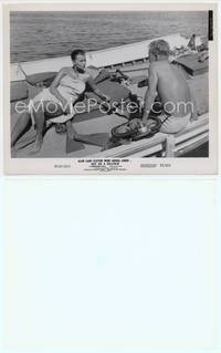9y064 BOY ON A DOLPHIN 8x10 still '57 Alan Ladd on boat with sexy Sophia Loren wearing only towel!