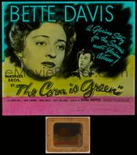 9z086 CORN IS GREEN glass slide '45 super c/u of Bette Davis, who lives in an Irish mining town!