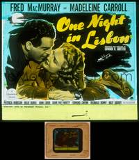 9z104 ONE NIGHT IN LISBON glass slide '41 wonderful close up of Fred MacMurray & Madeleine Carroll!