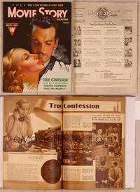 9z056 MOVIE STORY magazine January 1938, art of Carole Lombard & MacMurray from True Confession!