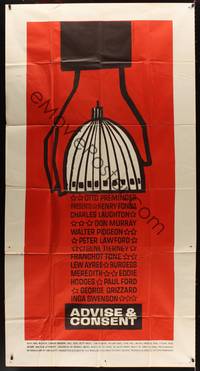 1a370 ADVISE & CONSENT 3sh '62 Otto Preminger, classic Saul Bass Washington Capitol artwork!