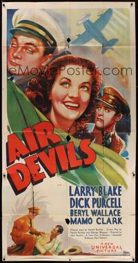 1a372 AIR DEVILS 3sh '38 aviators Larry Blake & Dick Purcell both love Beryl Wallace!