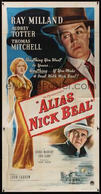 1a373 ALIAS NICK BEAL 3sh '49 Ray Milland must murder Thomas Mitchell for Audrey Totter's love!