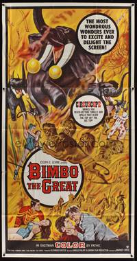 1a384 BIMBO THE GREAT 3sh '61 Rivalen der Manege, German circus, action-packed big top artwork!