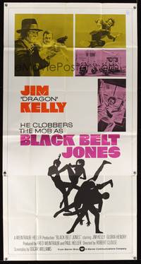 1a385 BLACK BELT JONES int'l 3sh '74 Jim Dragon Kelly, Scatman Crothers, cool kung fu silhouette art