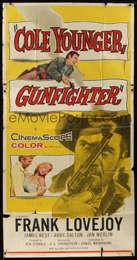 1a407 COLE YOUNGER GUNFIGHTER 3sh '58 great art of cowboy Frank Lovejoy in action!