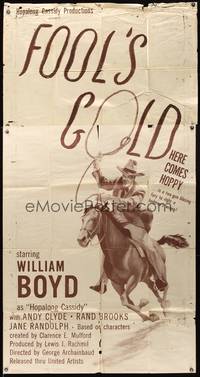 1a437 FOOL'S GOLD 3sh '46 cool art of William Boyd as Hopalong Cassidy on horseback with lasso!
