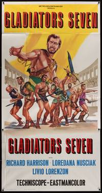 1a447 GLADIATORS SEVEN int'l 3sh '63 art of 7 Spartan warriors who fight with the fury of thousands!