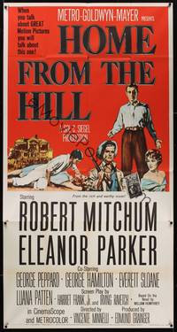 1a461 HOME FROM THE HILL 3sh '60 art of Robert Mitchum, Eleanor Parker & George Peppard!