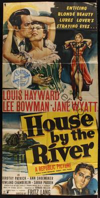 1a466 HOUSE BY THE RIVER 3sh '50 Fritz Lang, enticing blonde beauty lures lover's straying eyes!