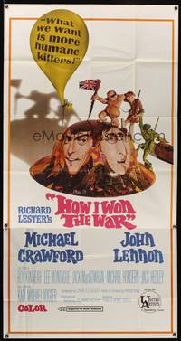 1a470 HOW I WON THE WAR 3sh '68 great wacky art of John Lennon & Michael Crawford on helmet!