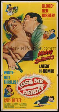 1a484 KISS ME DEADLY 3sh '55 Mickey Spillane, Robert Aldrich, Ralph Meeker as Mike Hammer!
