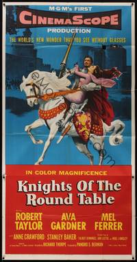 1a485 KNIGHTS OF THE ROUND TABLE 3sh '54 Robert Taylor as Lancelot, sexy Ava Gardner as Guinevere!