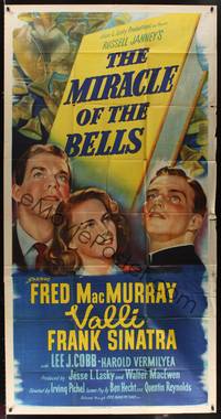 1a532 MIRACLE OF THE BELLS 3sh '48 great art of Frank Sinatra, pretty Alida Valli & Fred MacMurray!