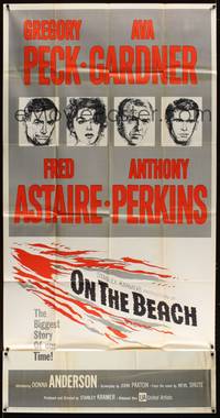 1a552 ON THE BEACH 3sh '59 art of Gregory Peck, Ava Gardner, Fred Astaire & Anthony Perkins!