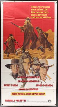 1a553 ONCE UPON A TIME IN THE WEST 3sh '68 Leone, art of Cardinale, Fonda, Bronson & Robards!