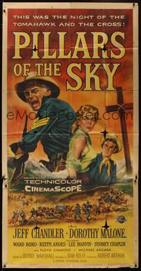 1a570 PILLARS OF THE SKY 3sh '56 soldier Jeff Chandler & pretty Dorothy Malone fight Indians!