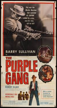 1a591 PURPLE GANG 3sh '59 Robert Blake, Barry Sullivan, they matched Al Capone crime for crime!