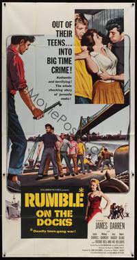 1a605 RUMBLE ON THE DOCKS 3sh '56 James Darren & Robert Blake are rebels with plenty of cause!