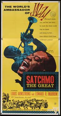 1a608 SATCHMO THE GREAT 3sh '57 wonderful image of Louis Armstrong playing his trumpet & singing!